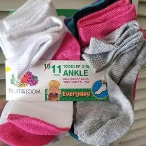 Toddler Girls Fruit of the Loom ankle socks 11pair
